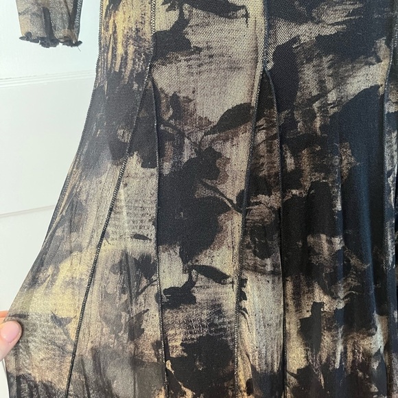 black cream mesh stretch drop waist dress moody floral whimsigoth goth Sz S - Picture 10 of 15